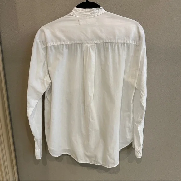 CALI by Cali Dreaming White Collarless Button Down Cotton Shirt Small - Picture 7 of 7